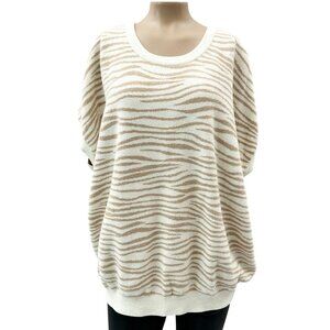 Barefoot Dreams CozyChic Ultra Lite Dolman Short Sleeve Zebra Print Pullover 2X
